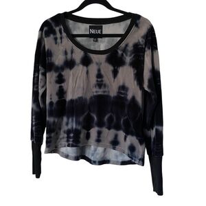NEUE womens cropped velvety tie dye blouse Long Sleeve made USA size M